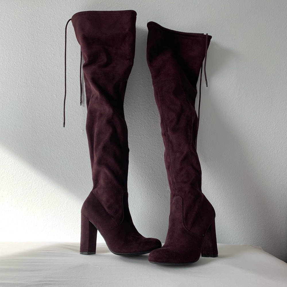 Above the knee suede boots